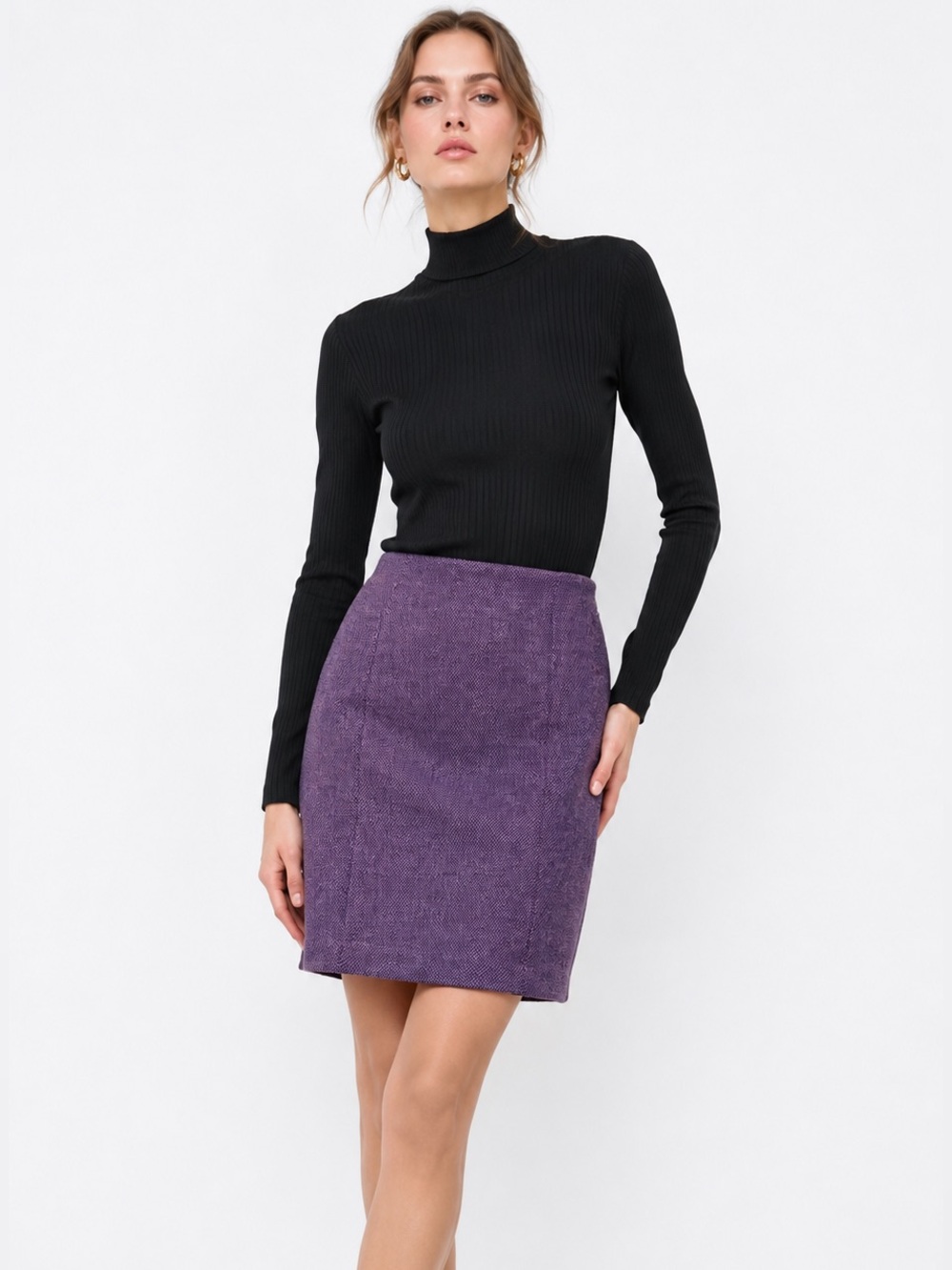LOFT Purple Tweed Pencil Skirt